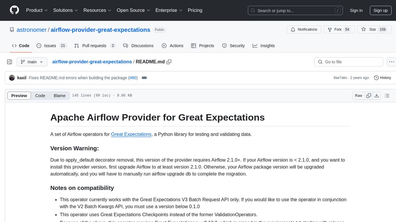 airflow-provider-great-expectations Screenshot