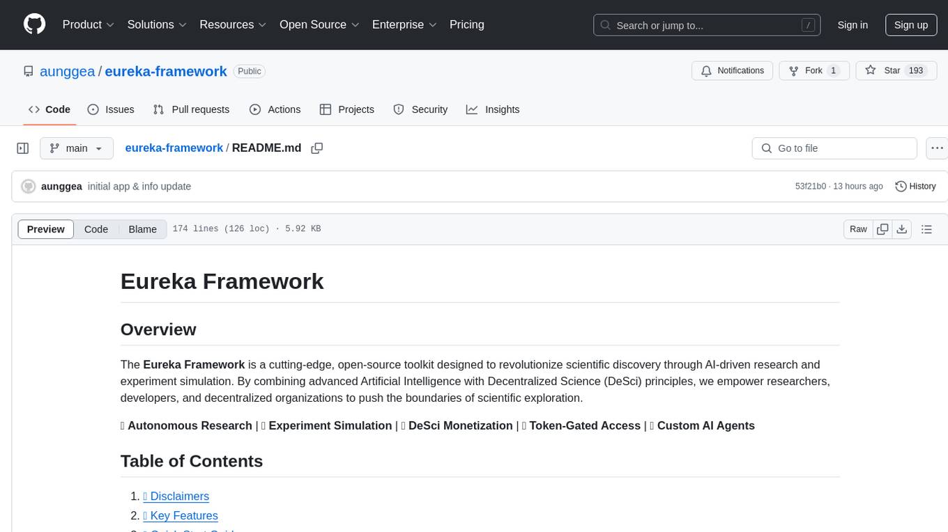 eureka-framework Screenshot