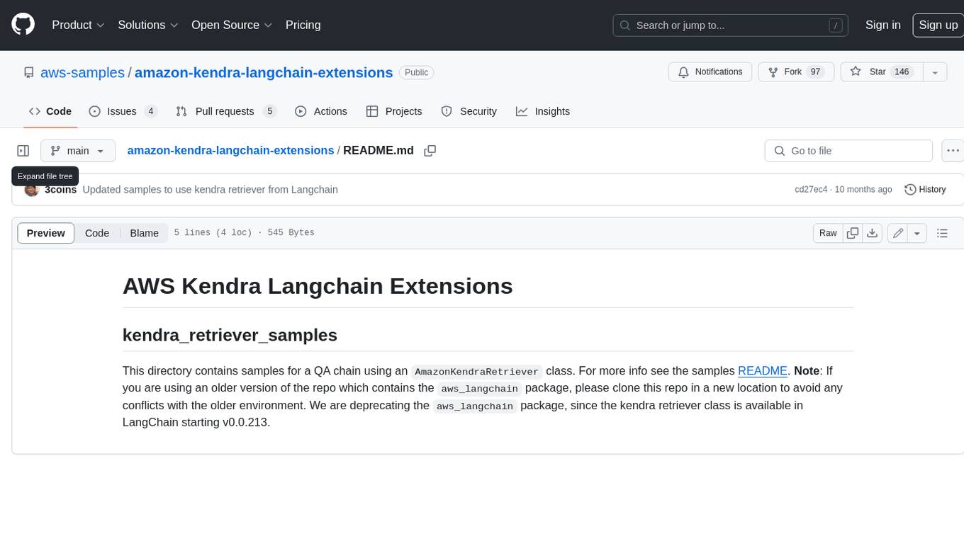 amazon-kendra-langchain-extensions Screenshot