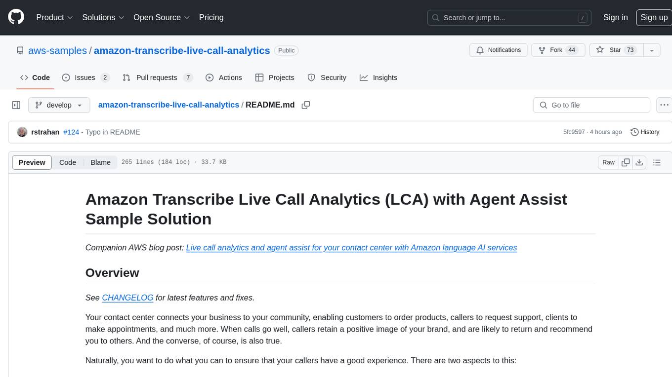 amazon-transcribe-live-call-analytics Screenshot