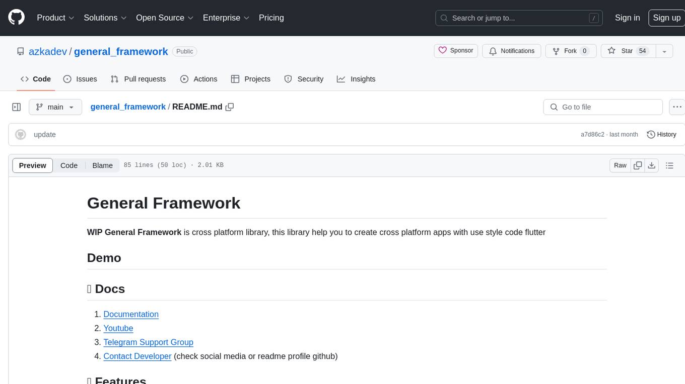 general_framework Screenshot