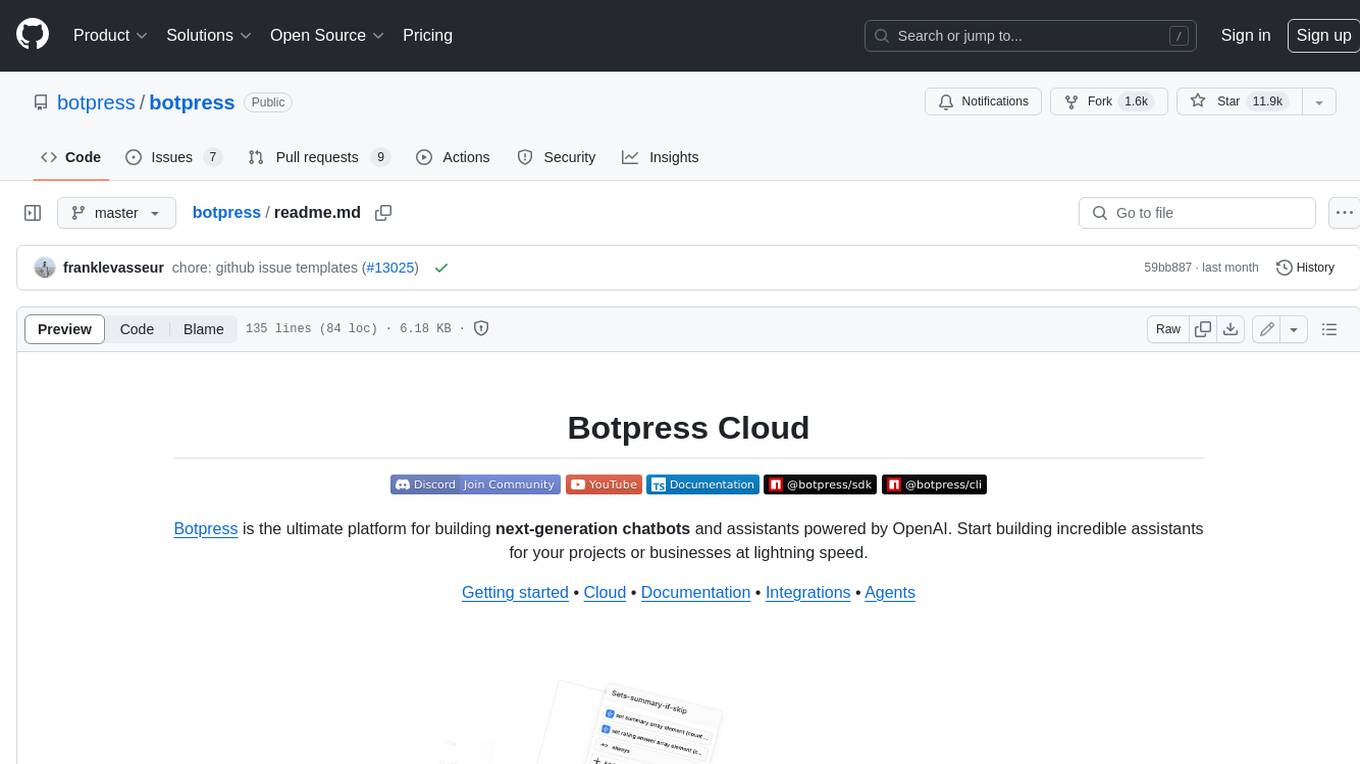 botpress Screenshot