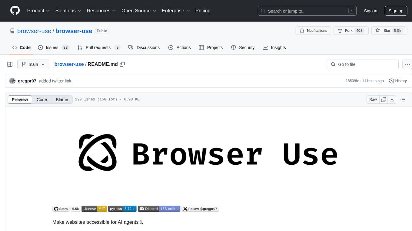 browser-use Screenshot