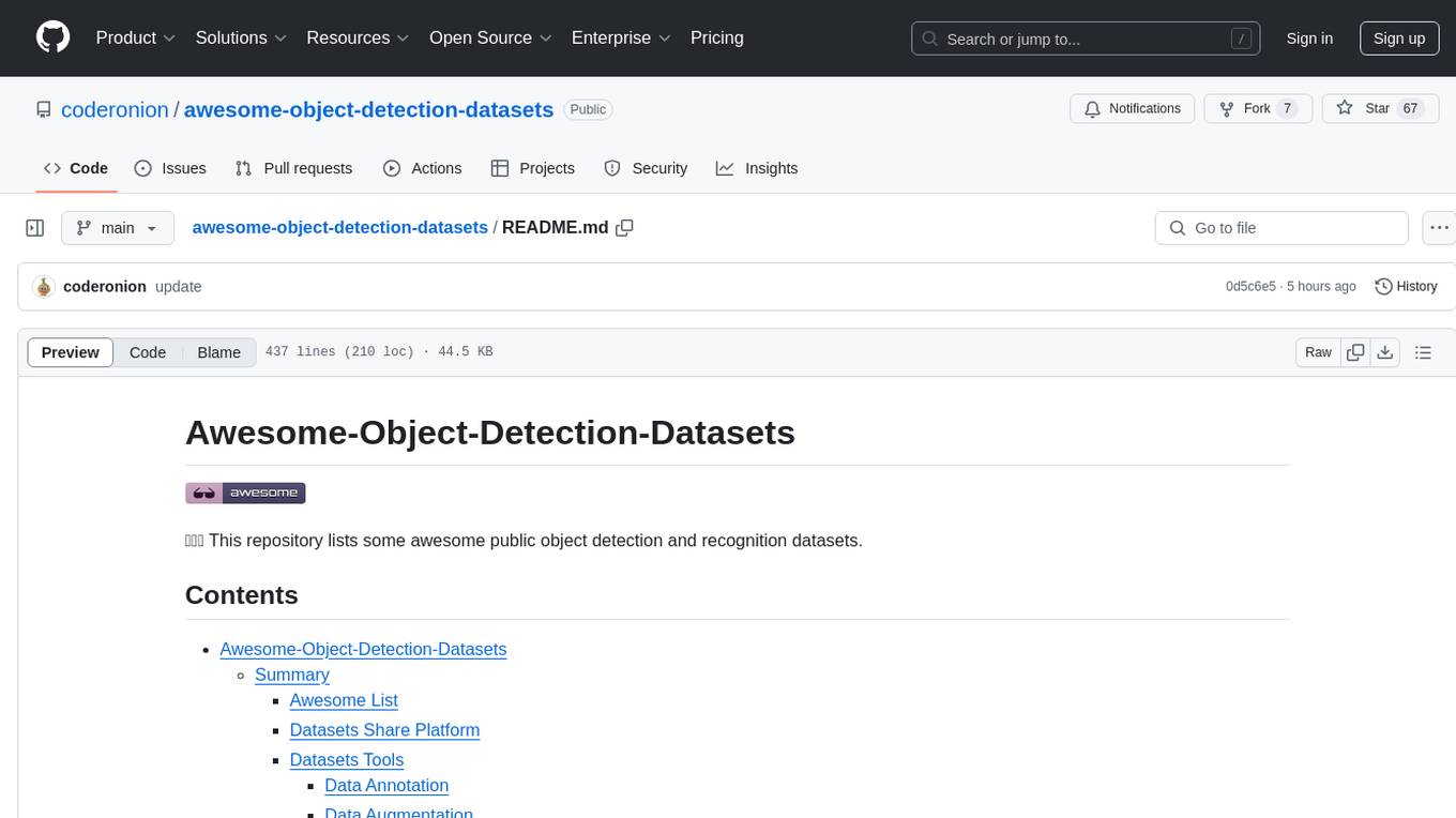 awesome-object-detection-datasets Screenshot