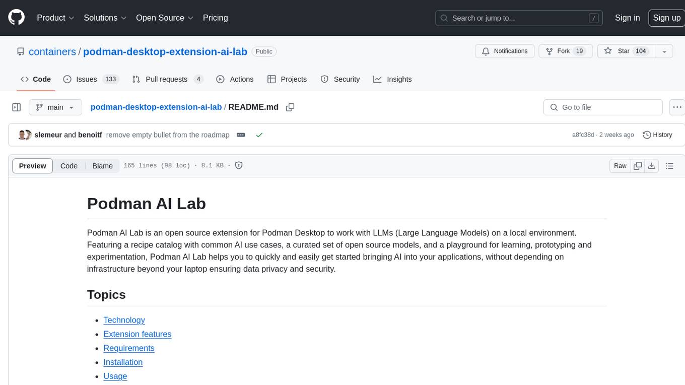 podman-desktop-extension-ai-lab Screenshot