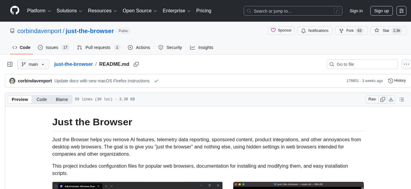 just-the-browser Screenshot