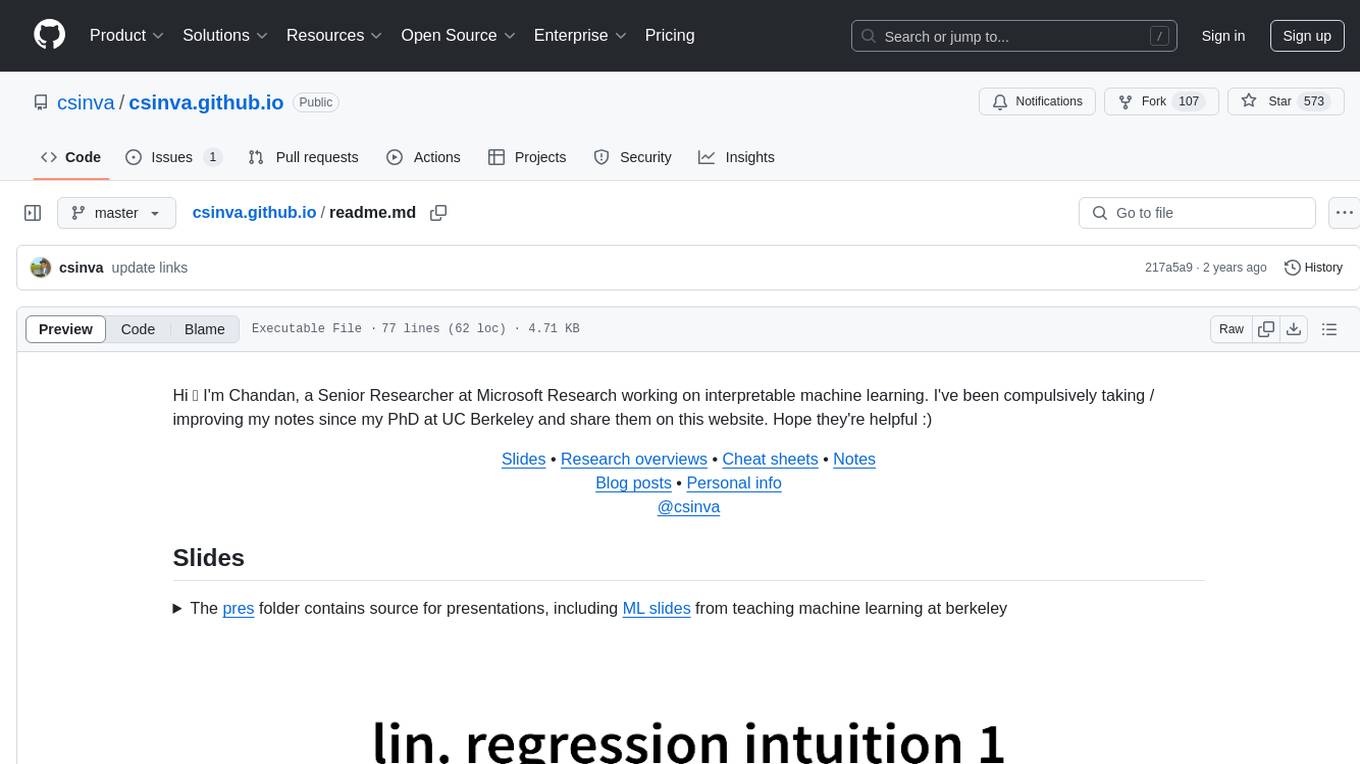 csinva.github.io Screenshot