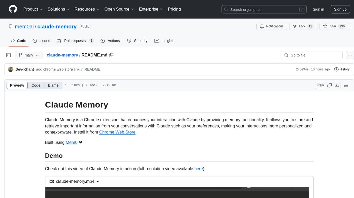 claude-memory Screenshot