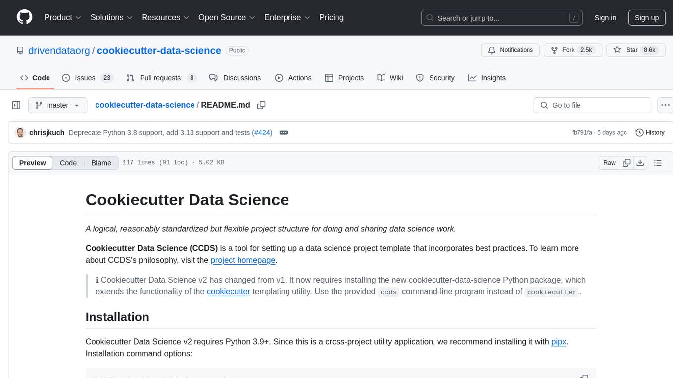 cookiecutter-data-science Screenshot