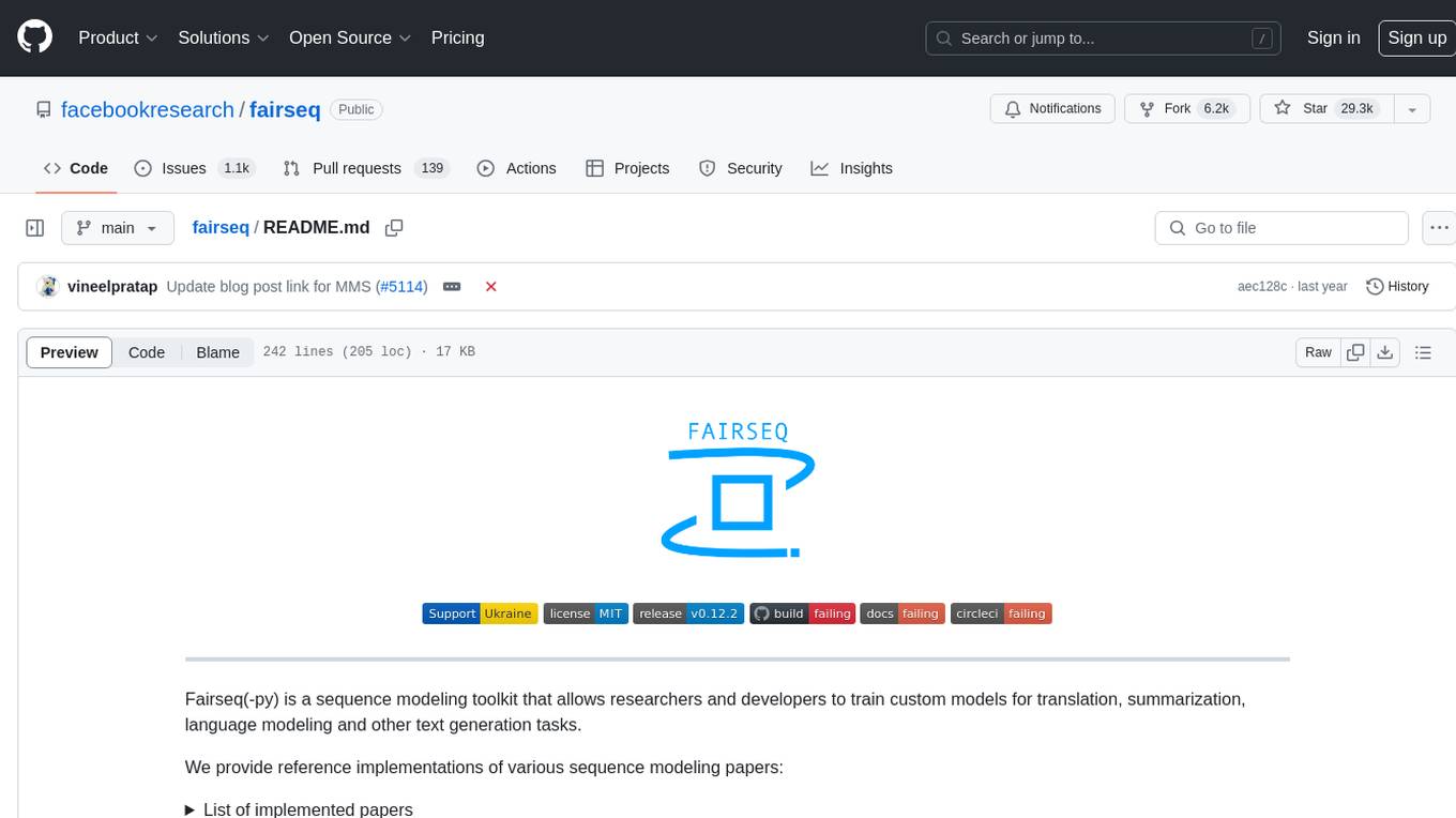 fairseq Screenshot