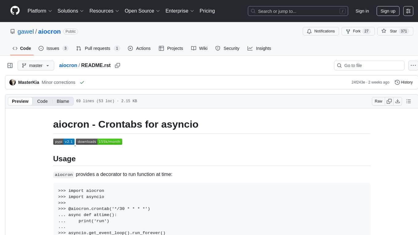 aiocron Screenshot