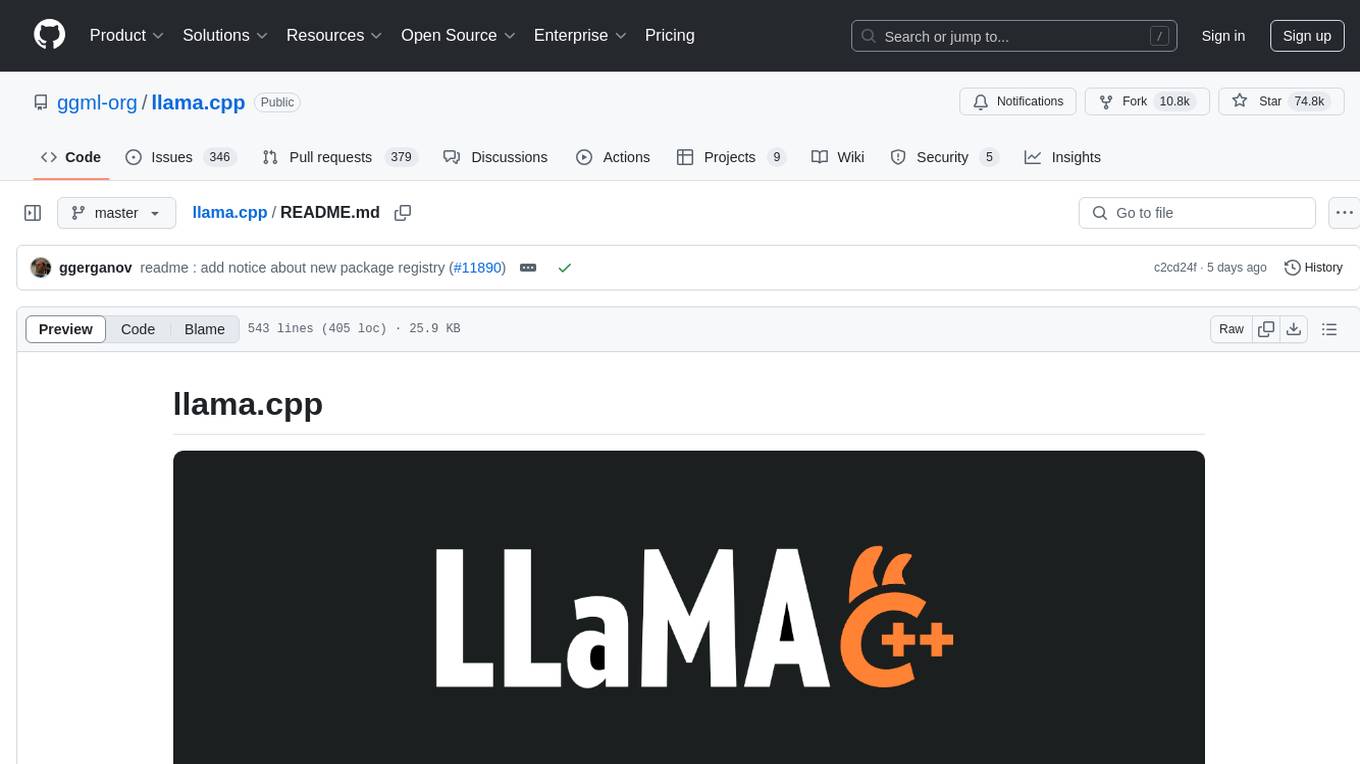 llama.cpp Screenshot