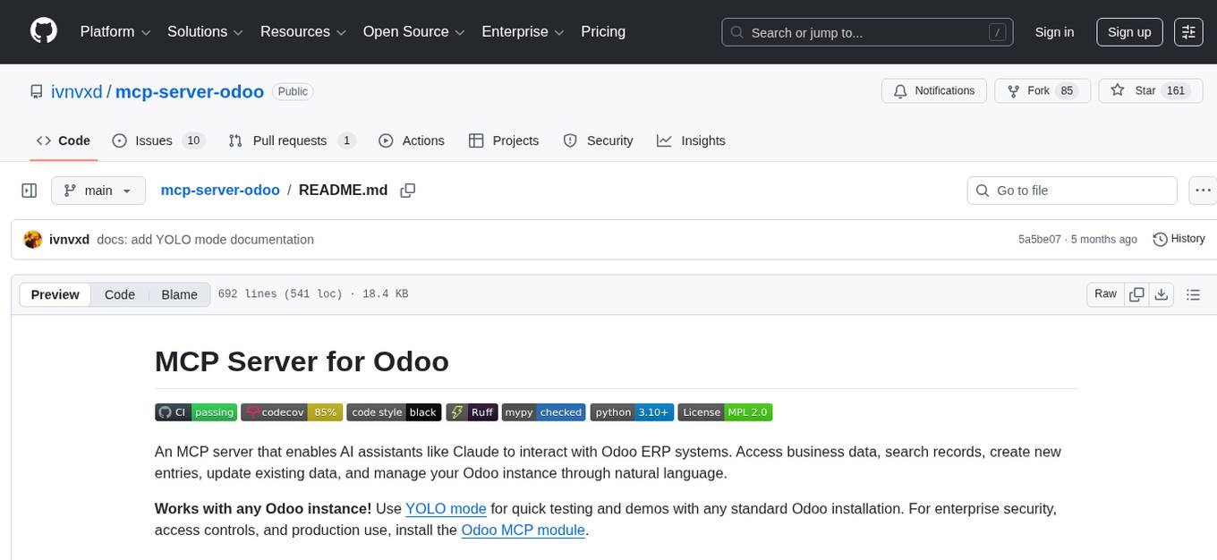 mcp-server-odoo Screenshot
