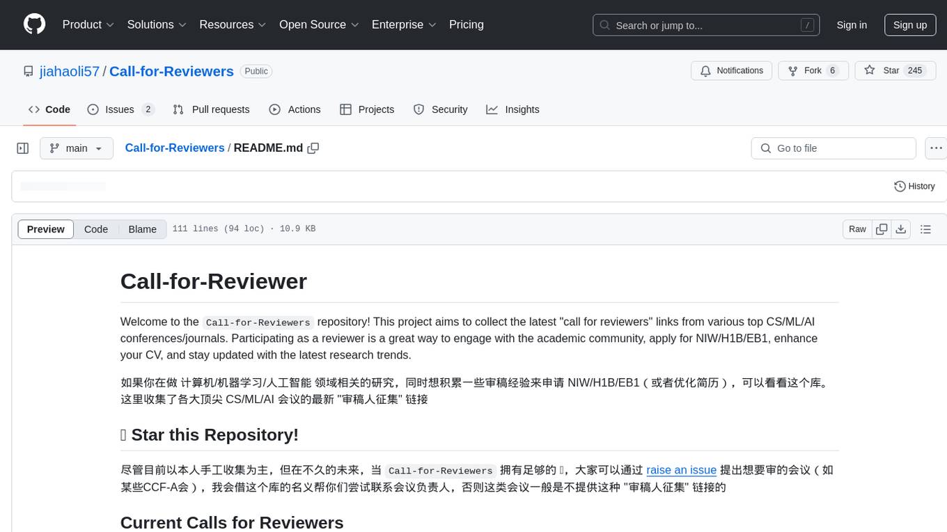 Call-for-Reviewers Screenshot