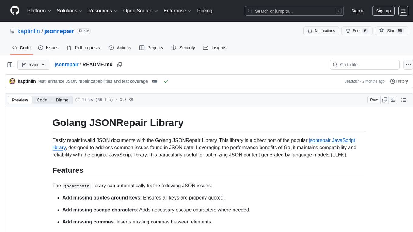 jsonrepair Screenshot