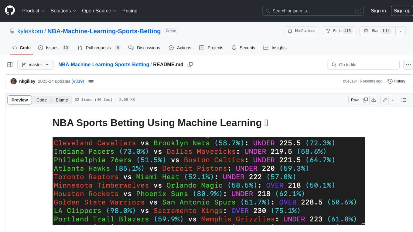 NBA-Machine-Learning-Sports-Betting Screenshot