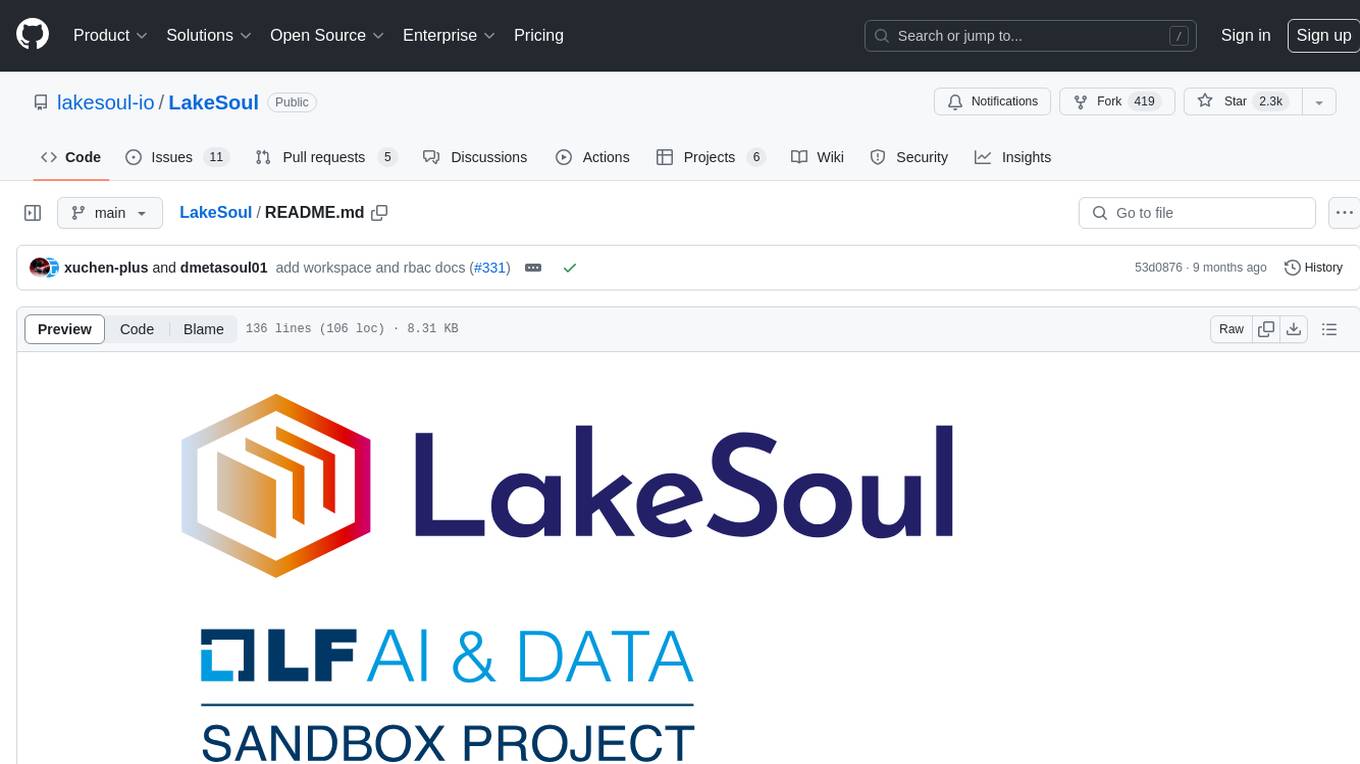 LakeSoul Screenshot