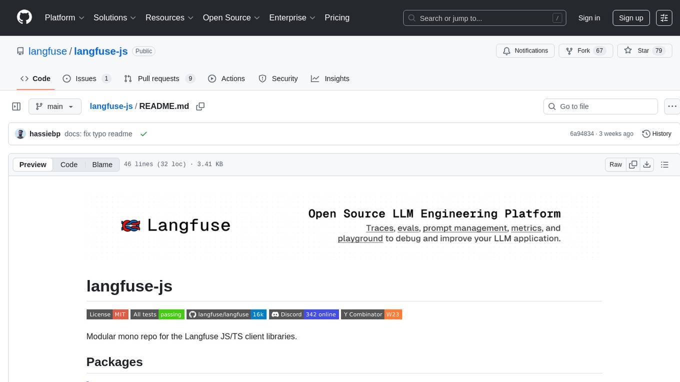 langfuse-js Screenshot