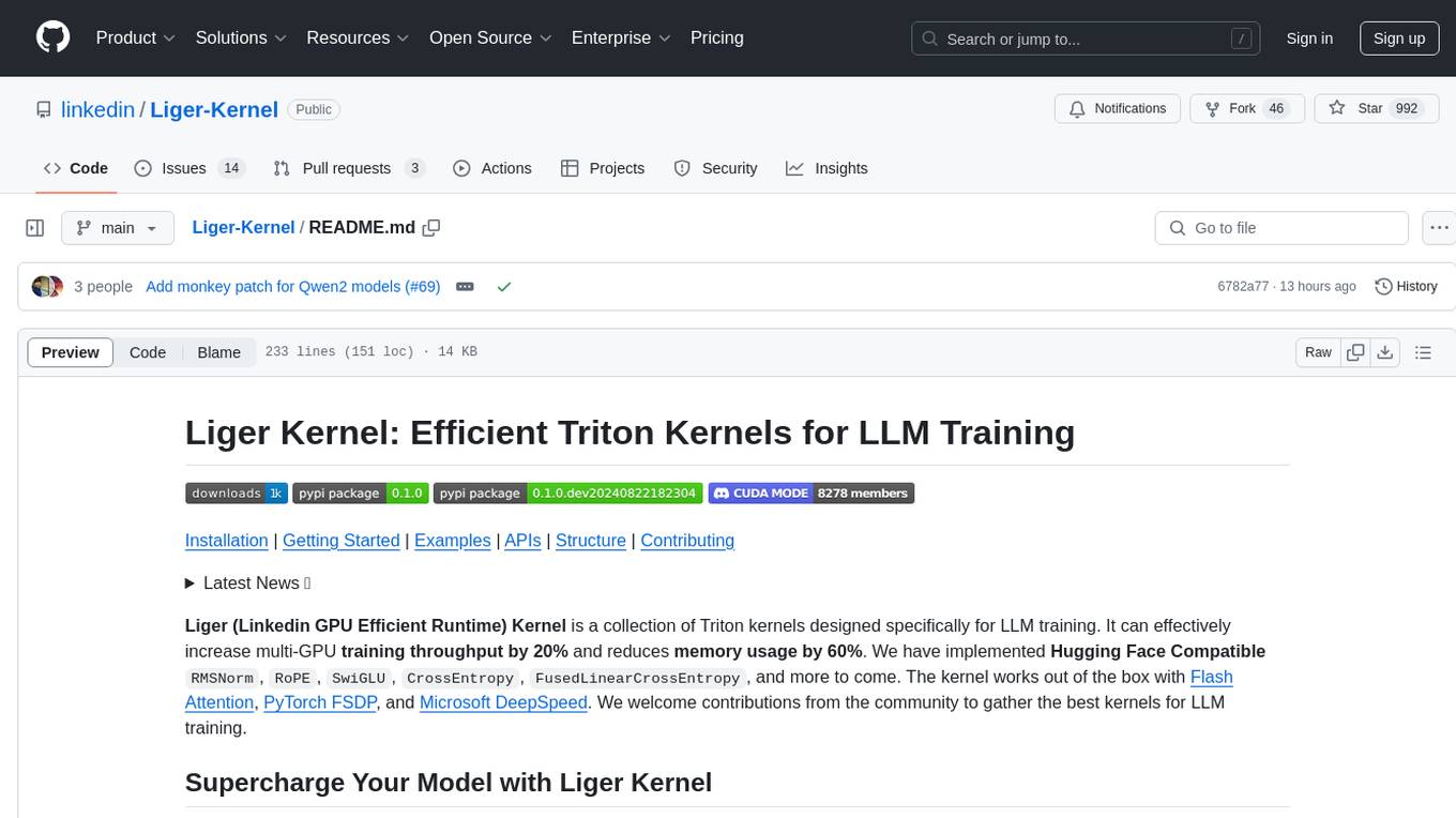 Liger-Kernel Screenshot