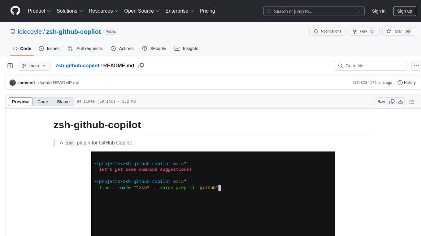 zsh-github-copilot Screenshot