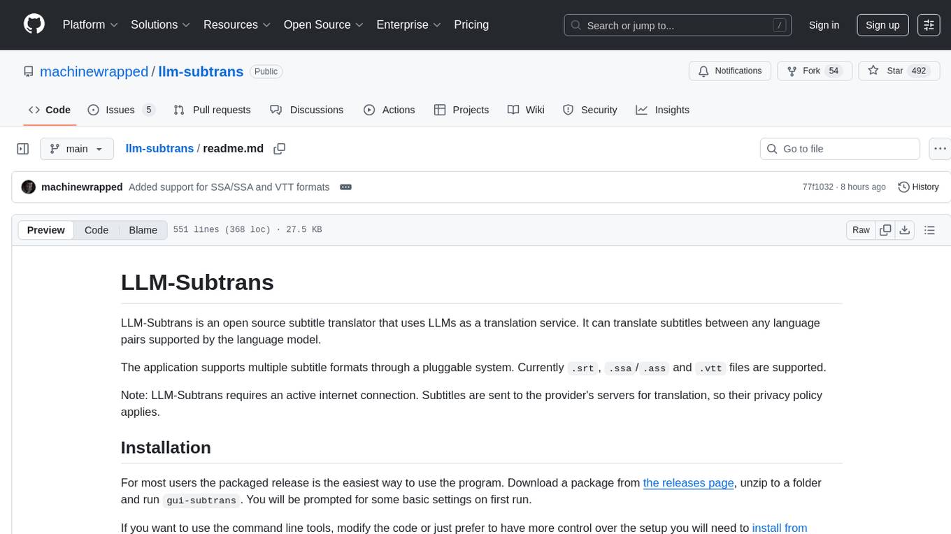 llm-subtrans Screenshot