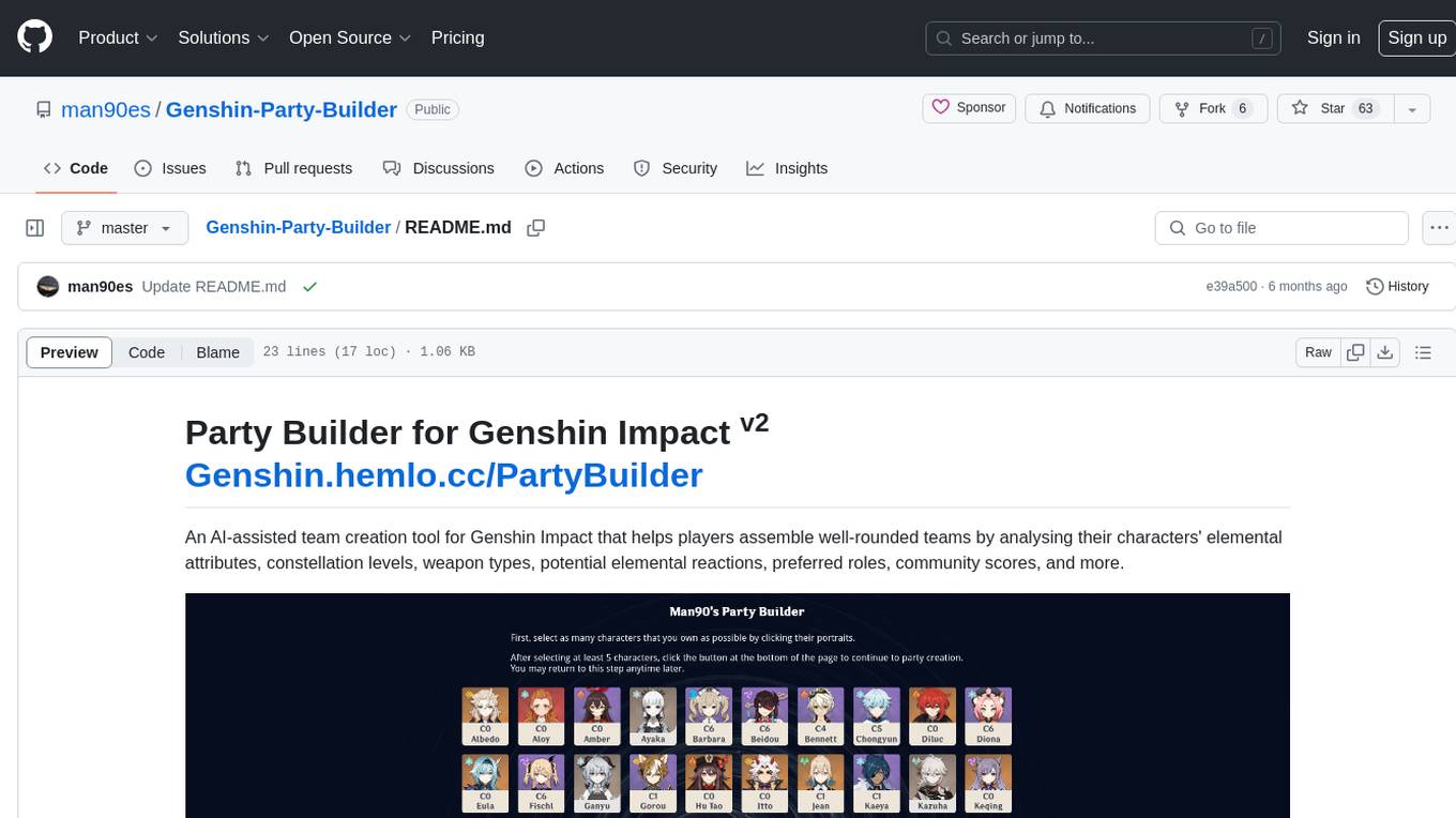 Genshin-Party-Builder Screenshot