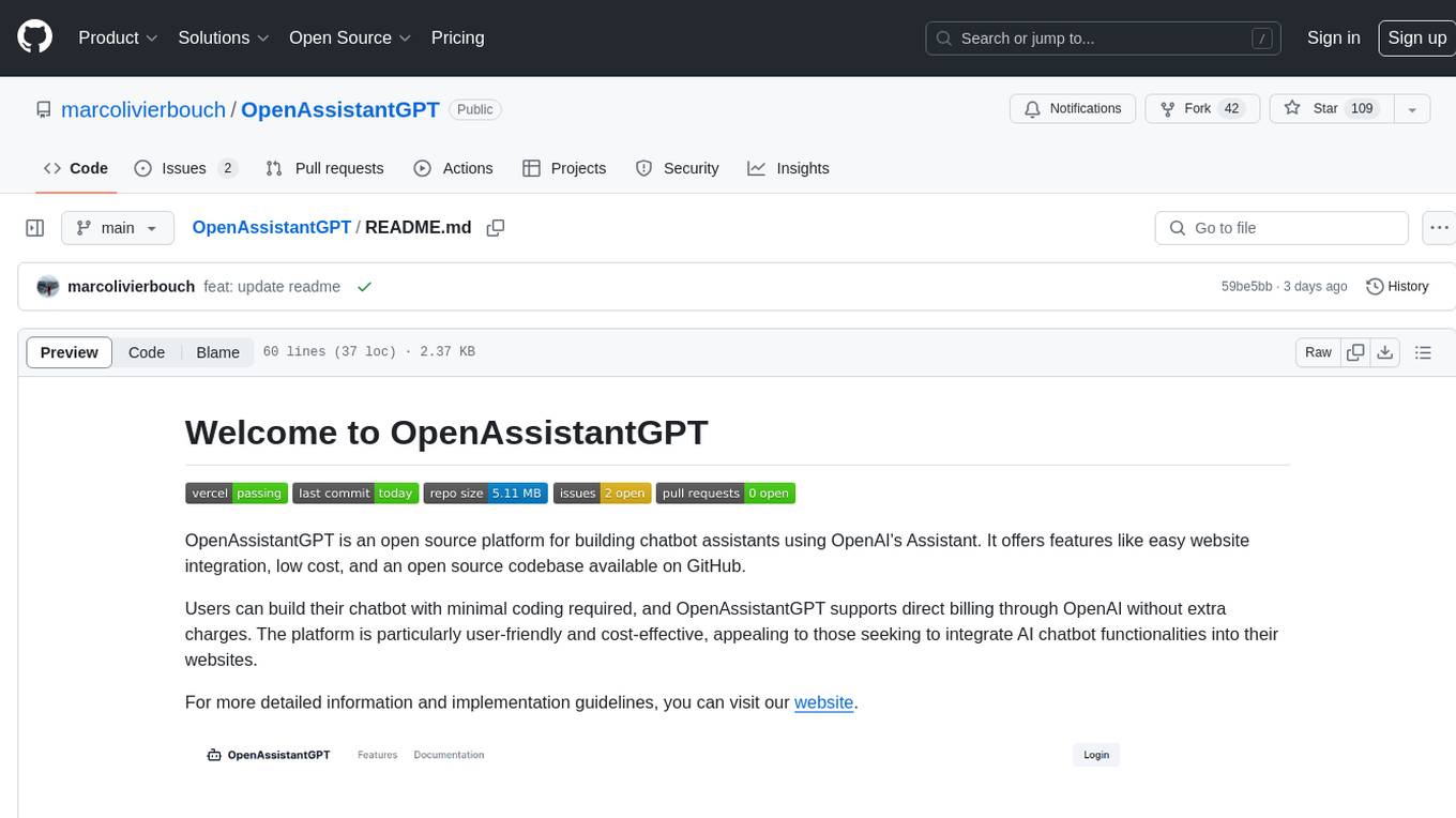 OpenAssistantGPT Screenshot