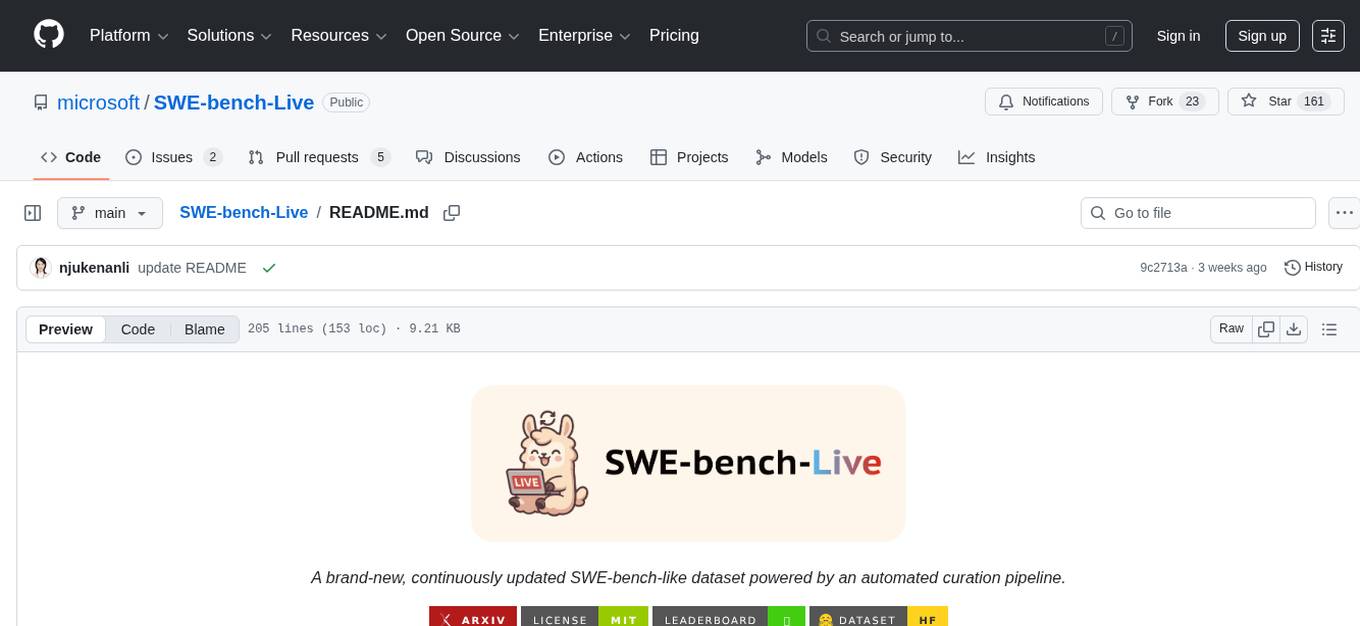 SWE-bench-Live Screenshot