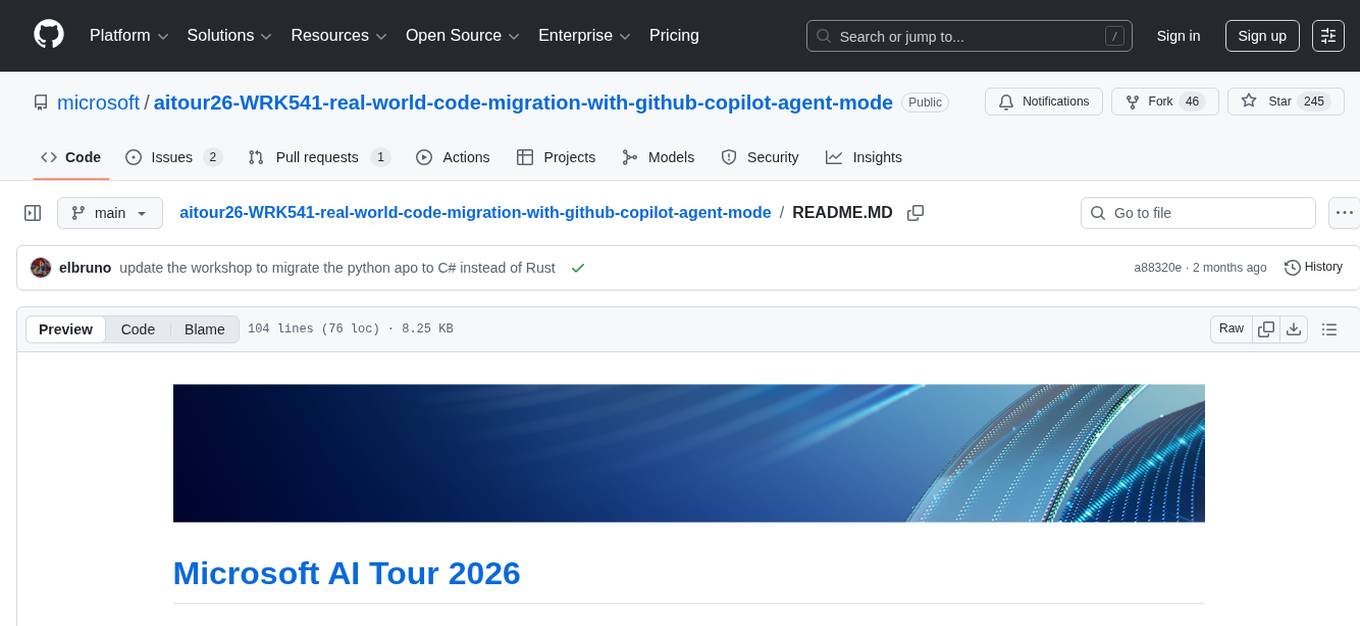 aitour26-WRK541-real-world-code-migration-with-github-copilot-agent-mode Screenshot