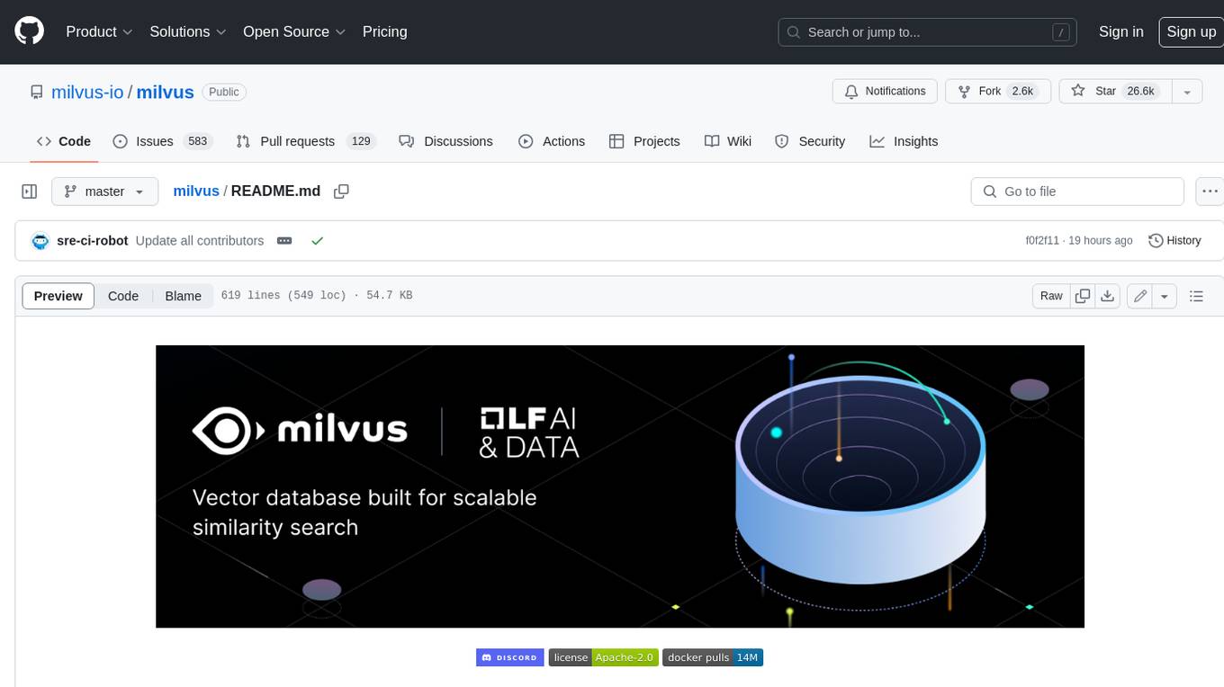 milvus Screenshot