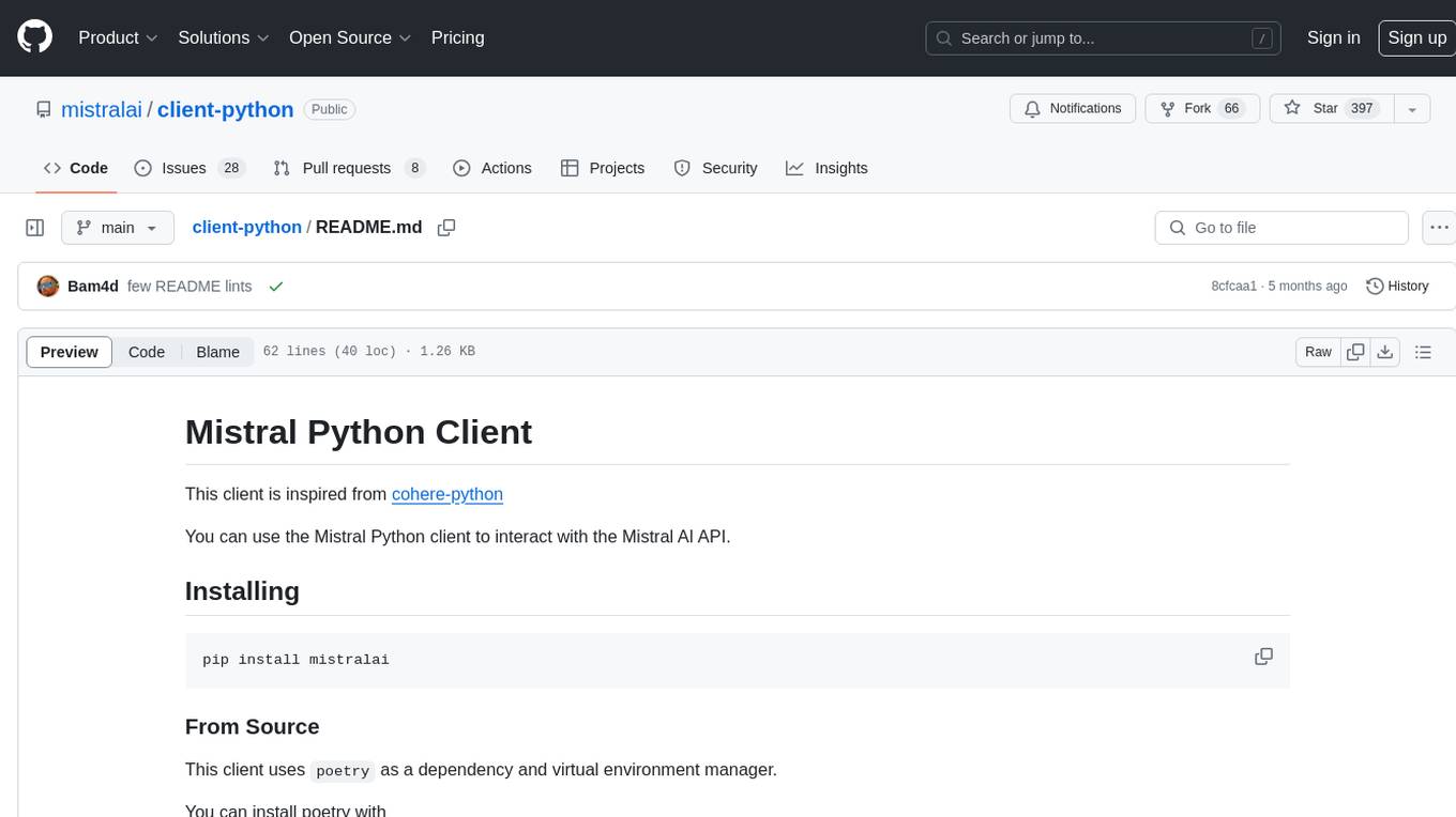 client-python Screenshot