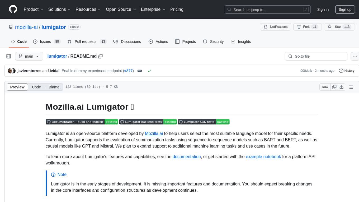 lumigator Screenshot