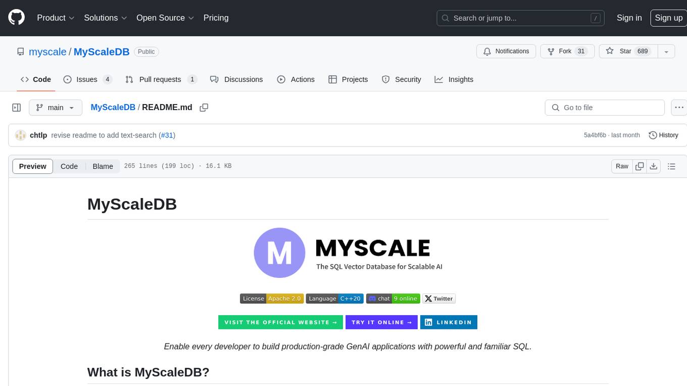 MyScaleDB Screenshot