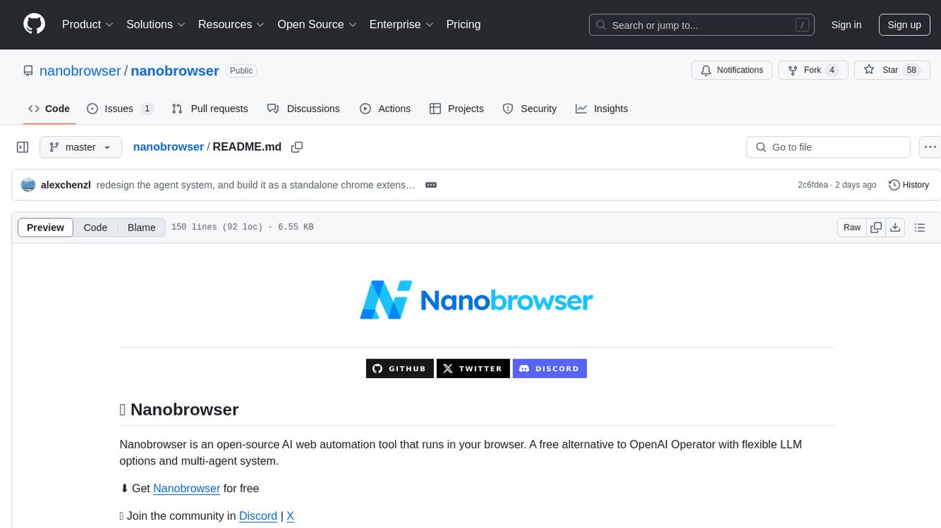 nanobrowser Screenshot