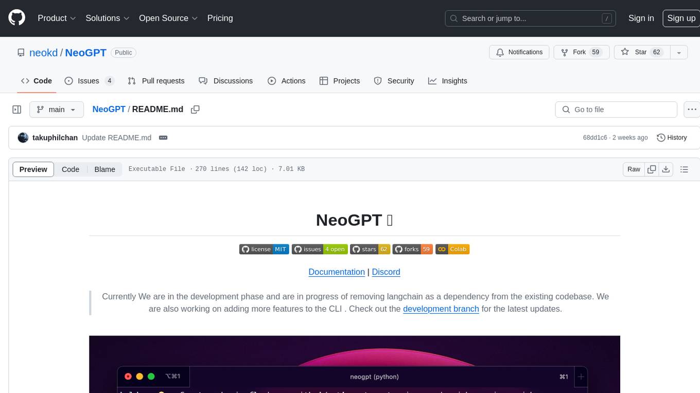 NeoGPT Screenshot