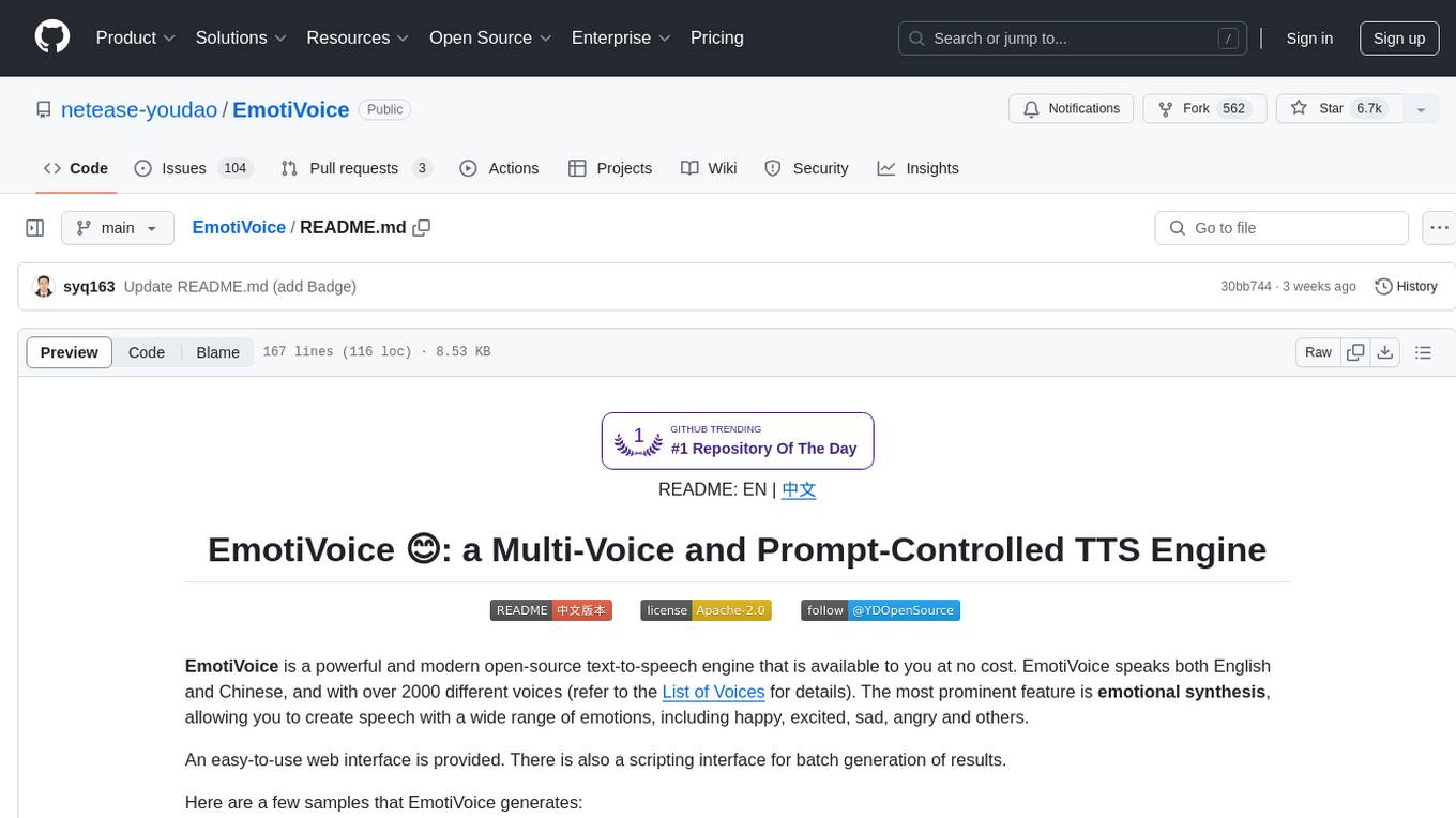 EmotiVoice Screenshot