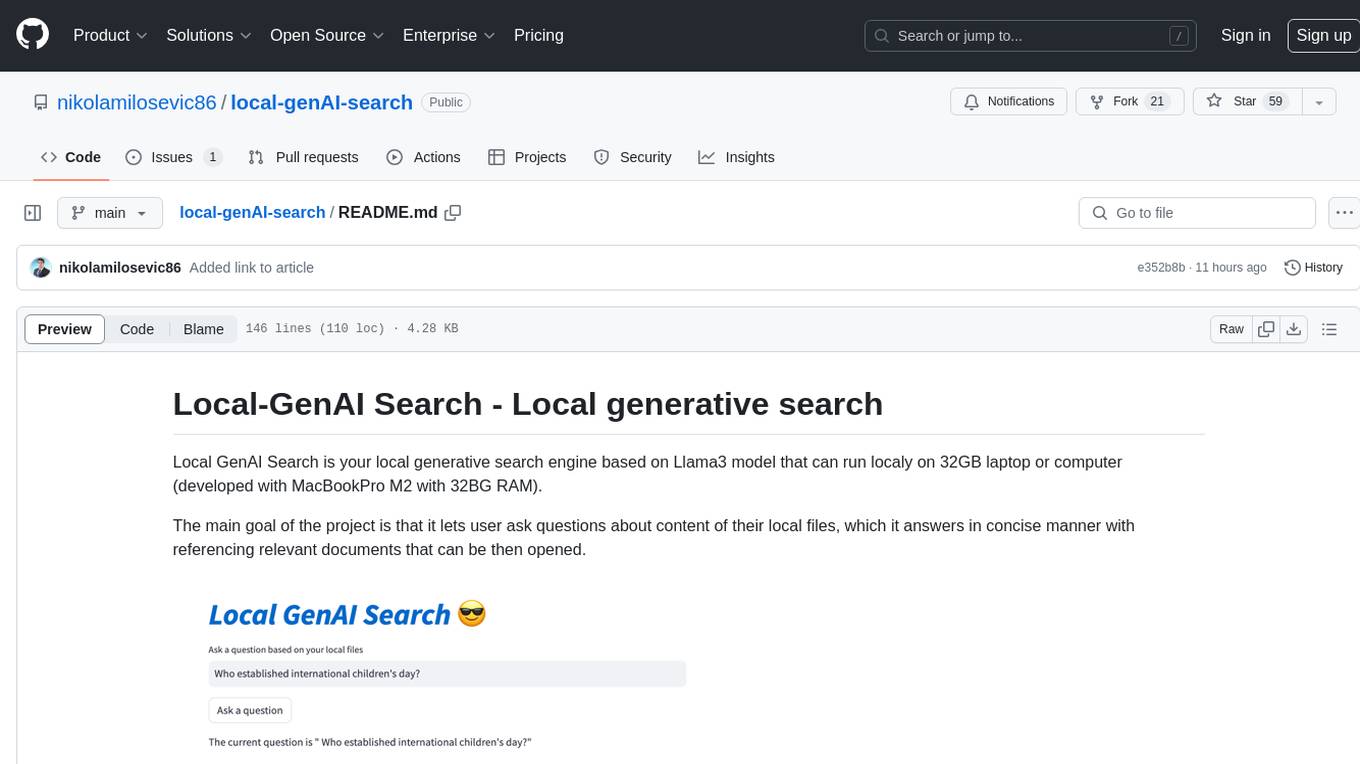 local-genAI-search Screenshot