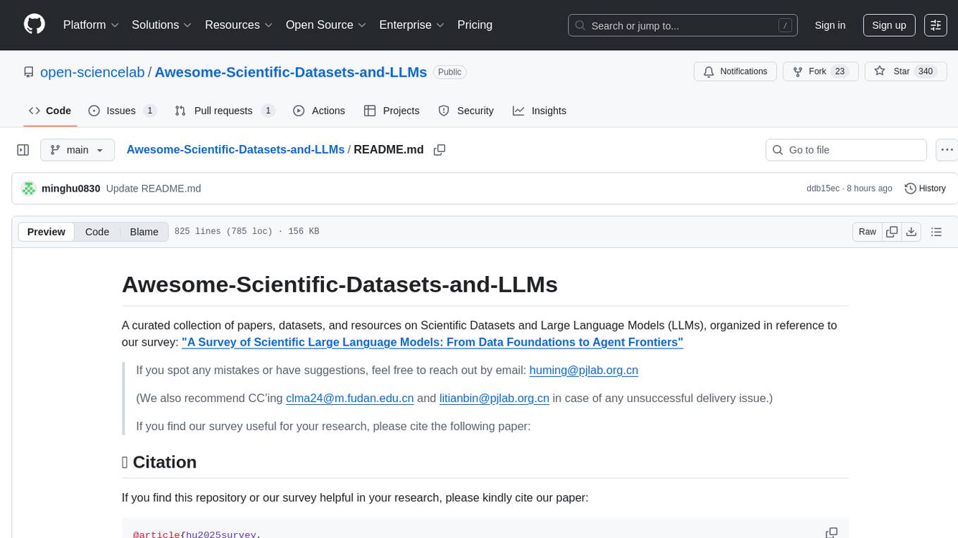 Awesome-Scientific-Datasets-and-LLMs Screenshot