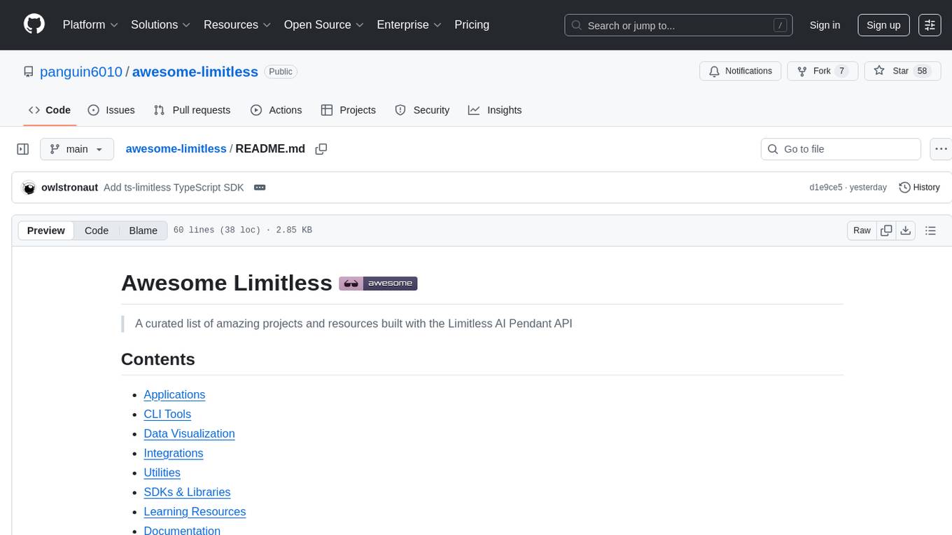awesome-limitless Screenshot