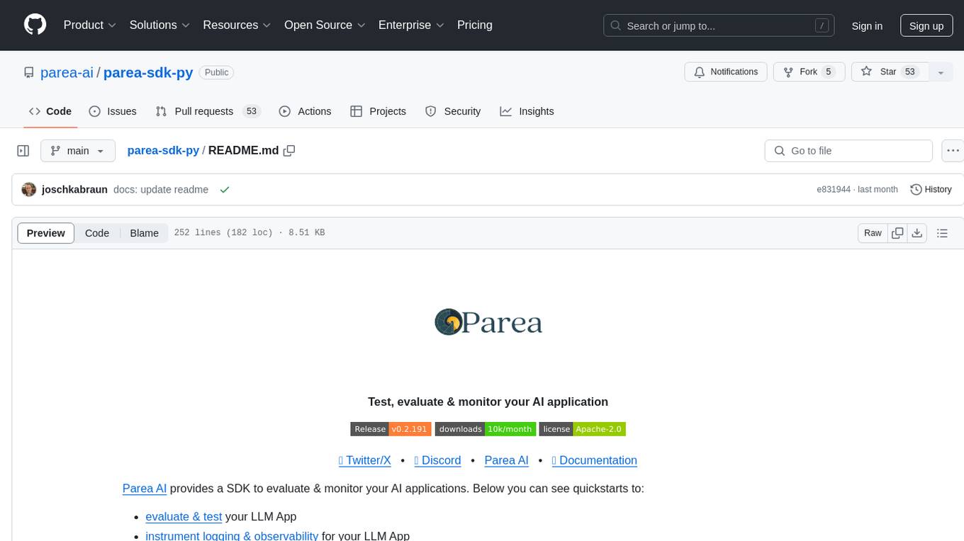 parea-sdk-py Screenshot