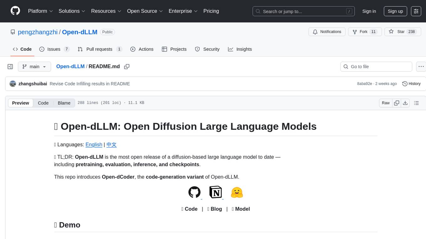 Open-dLLM Screenshot