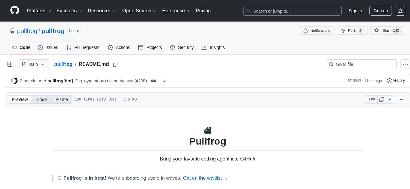 pullfrog Screenshot