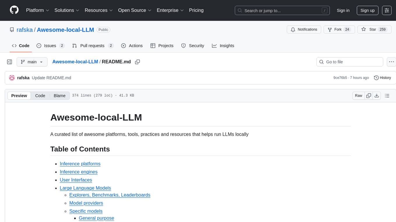 Awesome-local-LLM Screenshot