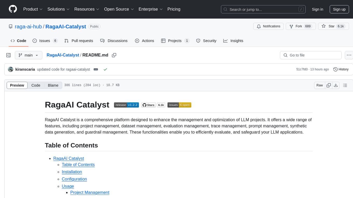 RagaAI-Catalyst Screenshot