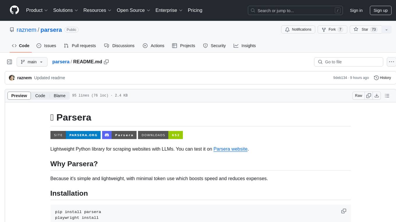 parsera Screenshot