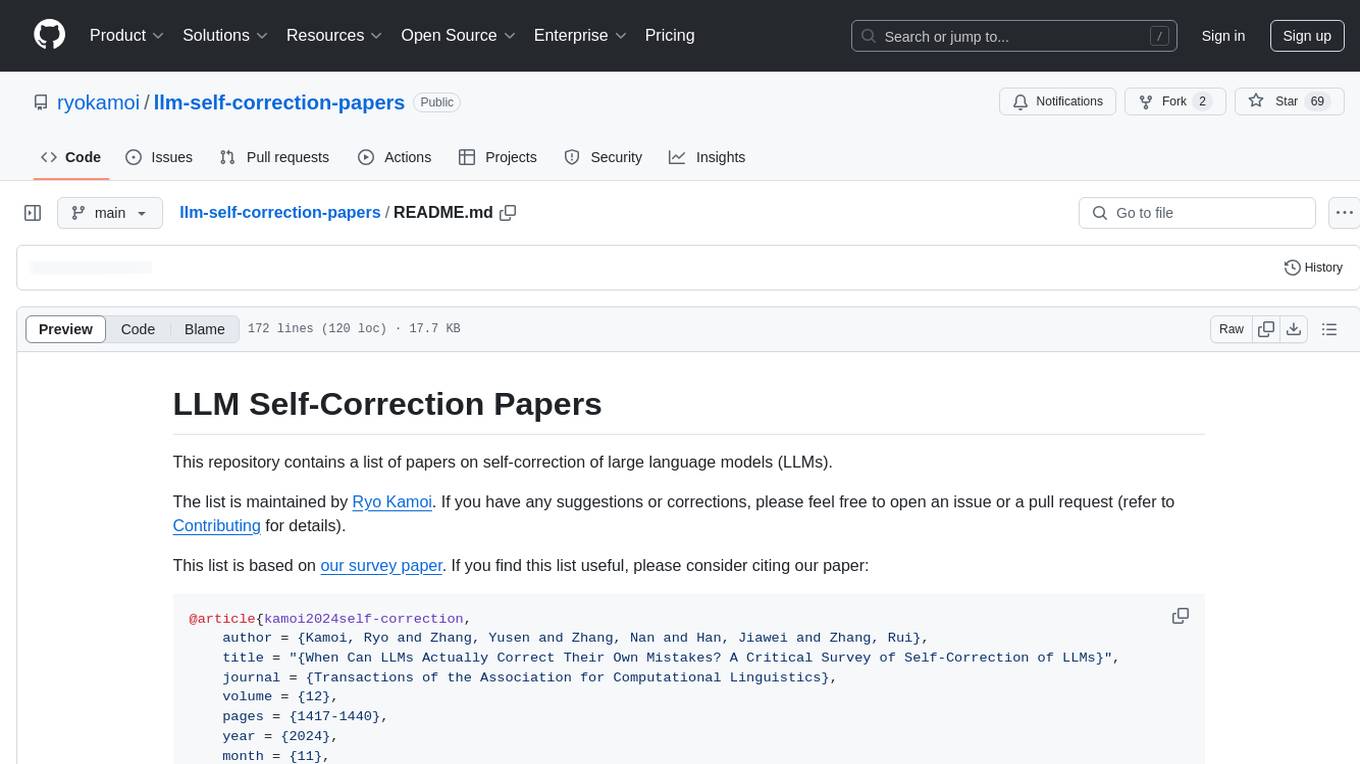 llm-self-correction-papers Screenshot
