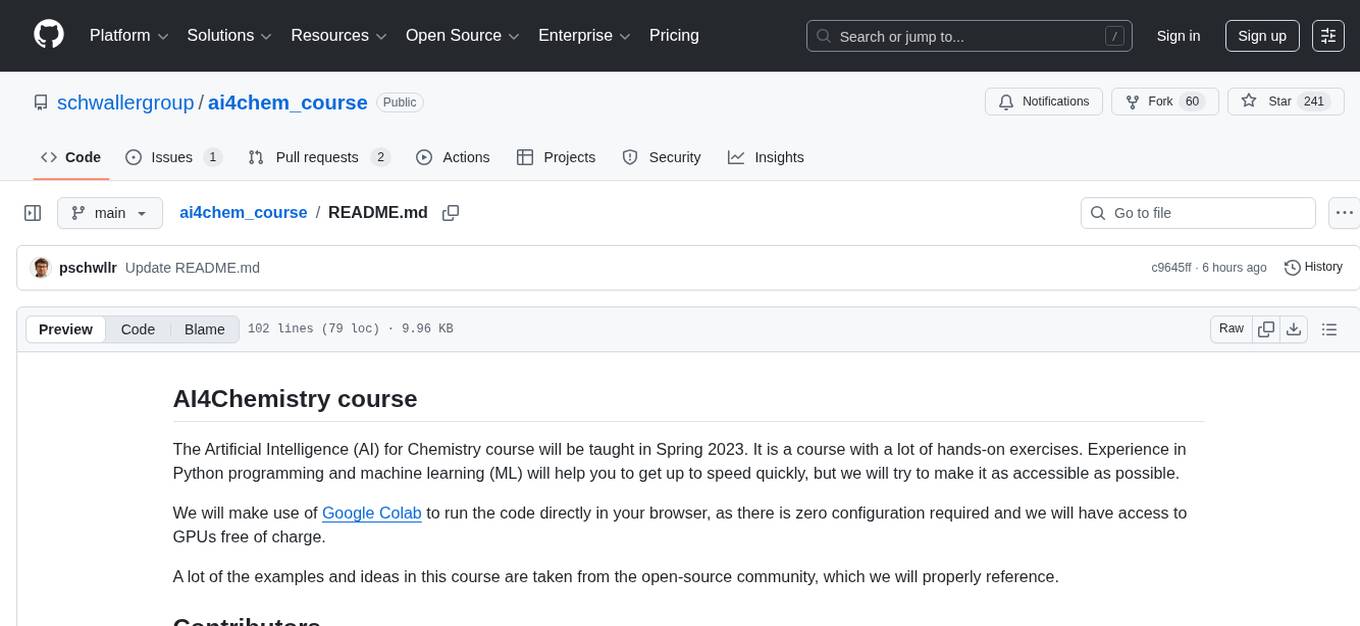 ai4chem_course Screenshot