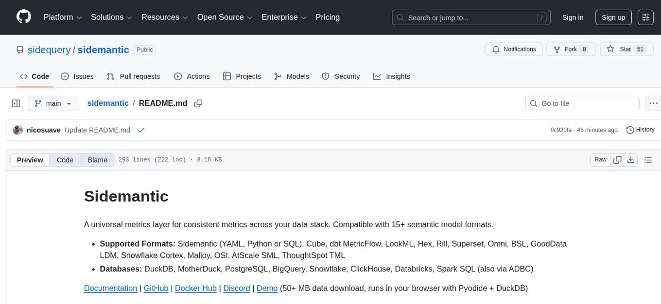 sidemantic Screenshot