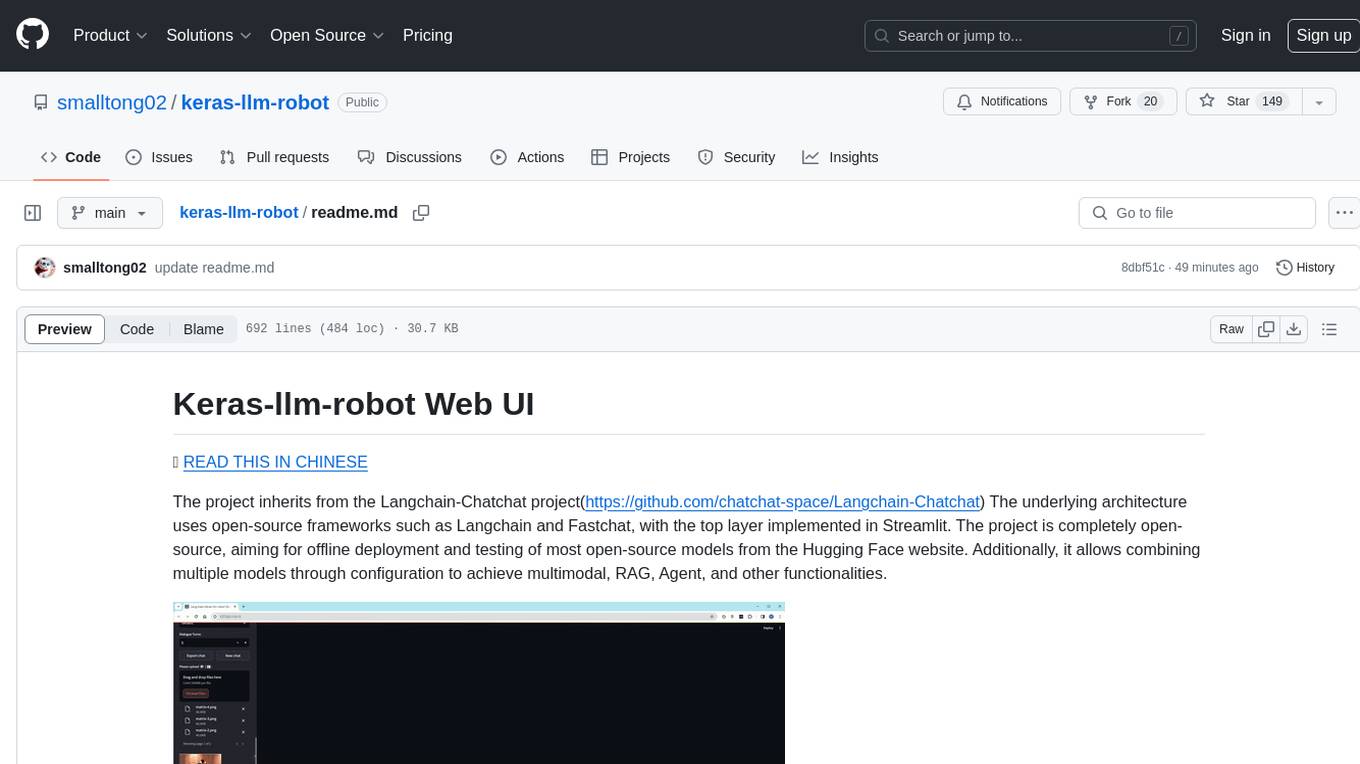 keras-llm-robot Screenshot
