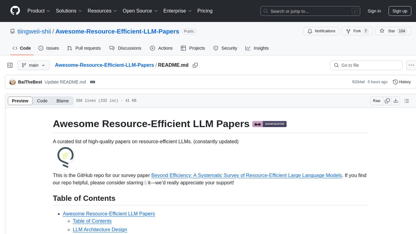 Awesome-Resource-Efficient-LLM-Papers Screenshot